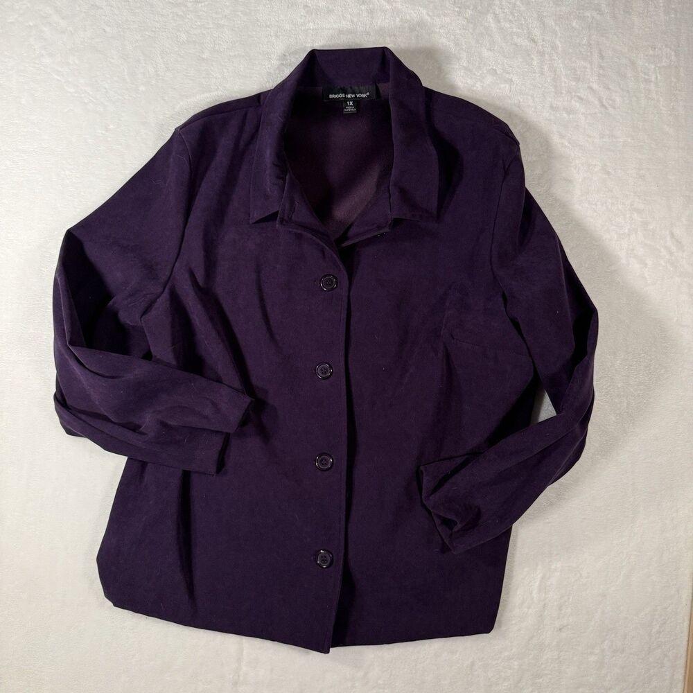 Briggs New York Jacket Womens Medium Purple Button Front Polyester Blend - Picture 2 of 11